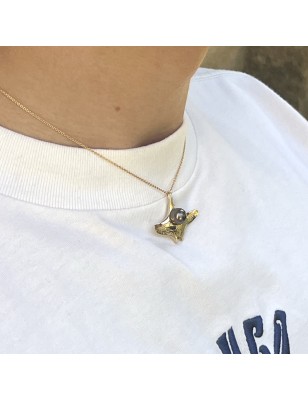 Tahiti pearl manta ray men's gold pendant - ray in gold for men price