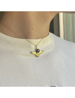 perle Tahiti pendentif homme or raie manta - bijou tahitien pour homme avec une perle