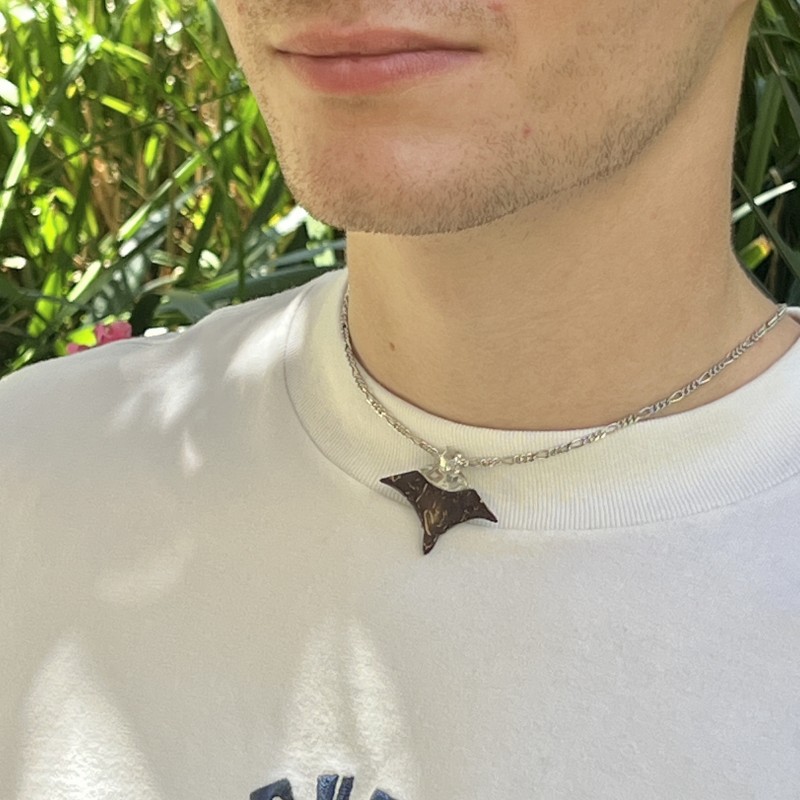 manta ray coconut men's pendant price - tahitian jewerly for men - tahiti jewerly