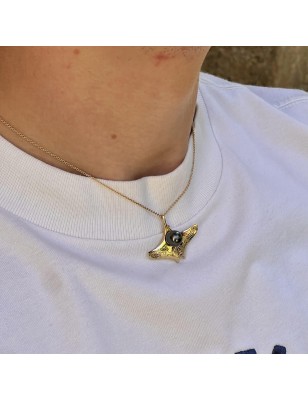 perle Tahiti pendentif homme or raie manta - bijou tahitien pour homme avec une perle
