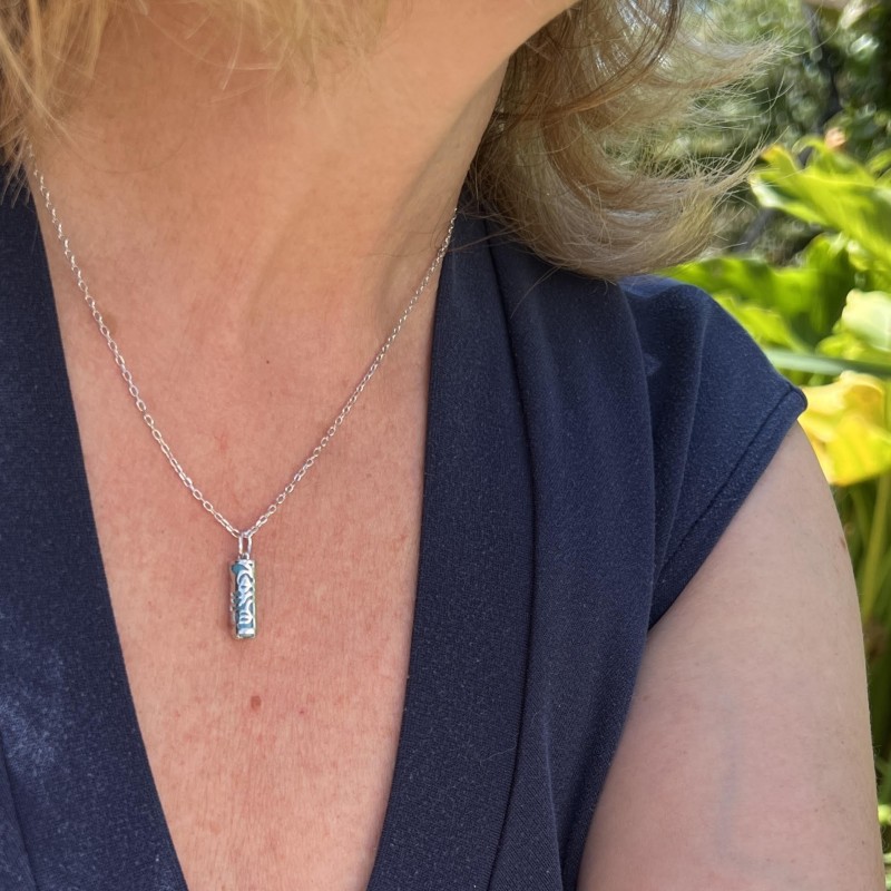 Pendentif Tiki Santé Argent Rhodié et Turquoise recomposée