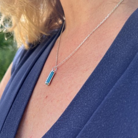 Health Tiki Recomposed Turquoise and Rhodium Silver Pendant