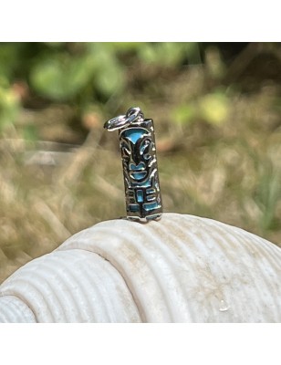 Health Tiki Recomposed Turquoise and Rhodium Silver Pendant