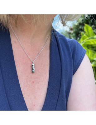 Health Tiki Pendant - Rhodium Silver - Black Agate