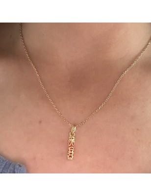 Balance - Tiki Pendant - Gold Plated - Coral Resin