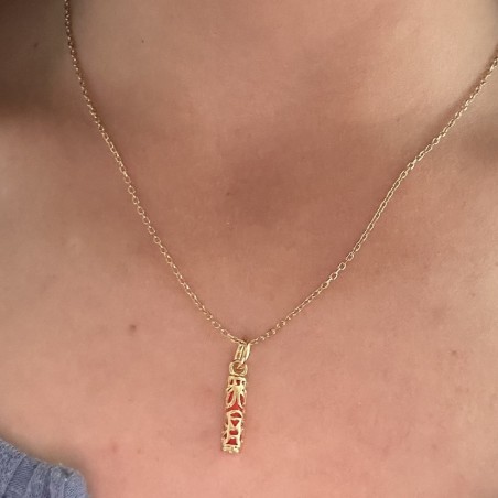 Balance - Tiki Pendant - Gold Plated - Coral Resin