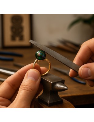 mise à taille d'une bague en perle de culture