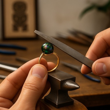 mise à taille d'une bague en perle de culture