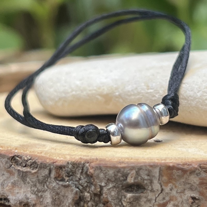 Bracelet Perle de Tahiti - Gris Bleu Rose - 8.22mm