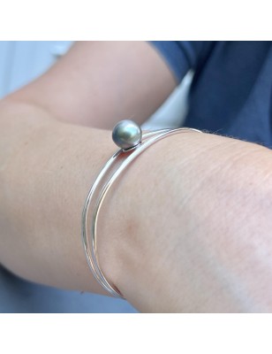 Riflesso del Pacifico - Argento rodiato - Perla di Tahiti - 9/10 mm