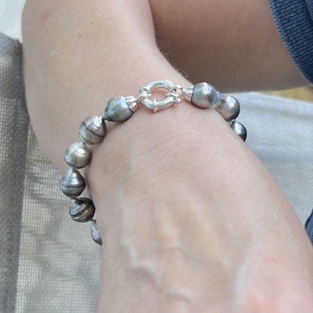 Manavai - Pulsera de 14 perlas de Tahití en círculo