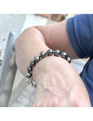 perles de culture de Tahiti en bracelet femme en argent massif prix - bracelet tahitien