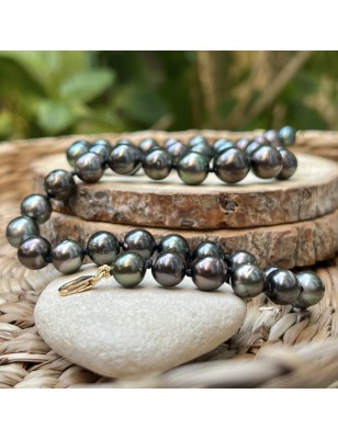 perles de culture de Tahiti en collier or femme perles Tahiti - collier tahitien avec des perles noires