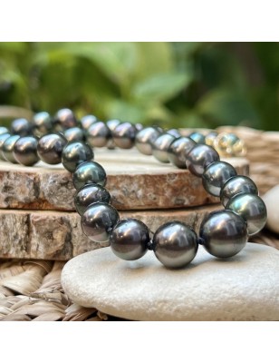 perles de culture de Tahiti en collier or femme perles Tahiti - collier tahitien avec des perles noires