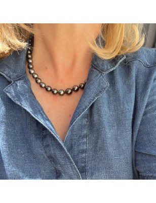 perles de culture de Tahiti en collier or femme perles Tahiti - collier tahitien avec des perles noires