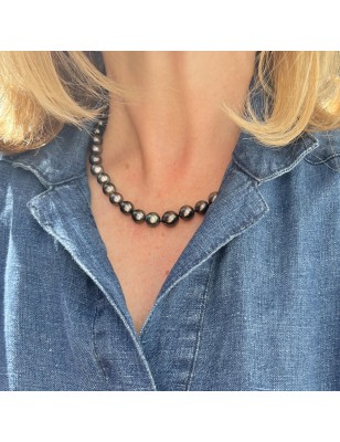 perles de culture de Tahiti en collier or femme perles Tahiti - collier tahitien avec des perles noires