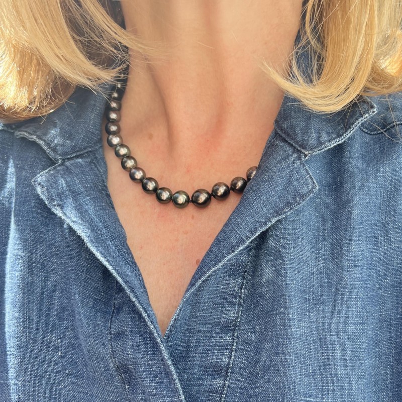cultured pearls from Tahiti on women's gold necklace price - tahitian choker with black pearls - tahitian jewel