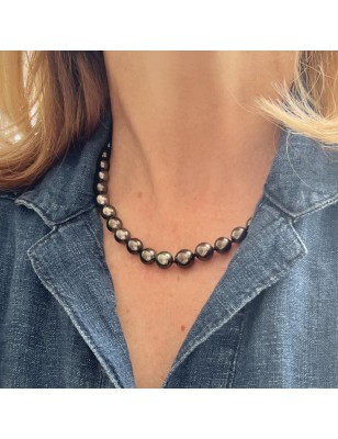 perles de culture de Tahiti en collier or femme perles Tahiti - collier tahitien avec des perles noires