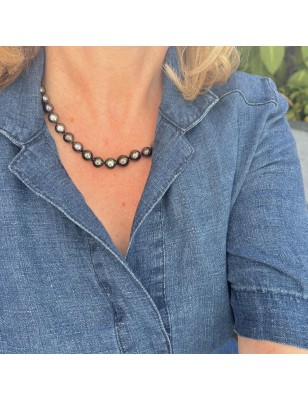 cultured pearls from Tahiti on women's gold necklace price - tahitian choker with black pearls - tahitian jewel