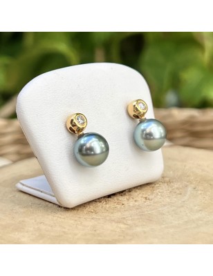 perles tahiti en boucles oreilles or femme perles de culture de Tahiti - boucles d'oreilles luxe diamant