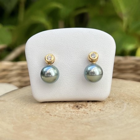perles tahiti en boucles oreilles or femme perles de culture de Tahiti - boucles d'oreilles luxe diamant