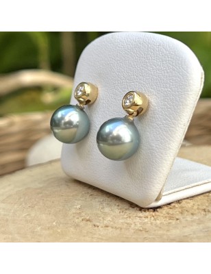 perles tahiti en boucles oreilles or femme perles de culture de Tahiti - boucles d'oreilles luxe diamant