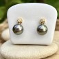 Evana - Orecchini Oro 18 Carati - Diamanti Naturali - Perla di Tahiti - 9,33 mm Evana - Orecchini Oro 18 Carati - Diamanti Naturali - Perla di Tahiti - 9,33 mm