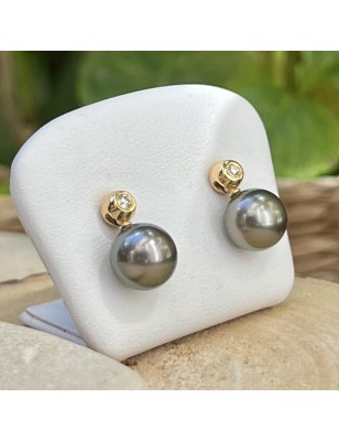 Pendientes de perlas de Tahití