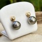 Evana - 18 Carat Gold Hoops - Natural Diamonds - Tahitian Pearl - 9.33mm Evana - 18 Carat Gold Hoops - Natural Diamonds - Tahitian Pearl - 9.33mm
