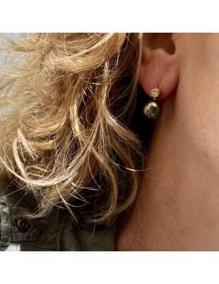 perle noire tahiti en boucles oreilles or femme perles noires de culture de Tahiti - boucles d'oreilles luxe diamant
