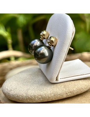 perle noire tahiti en boucles oreilles or femme perles noires de culture de Tahiti - boucles d'oreilles luxe diamant