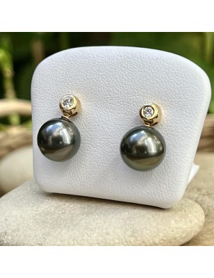Evana - Black Pearl Earrings - 10.36mm