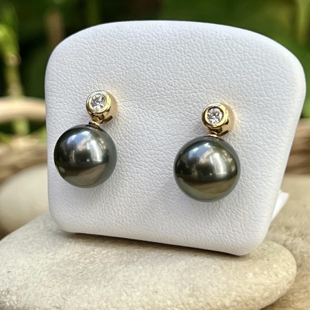 Pendientes de perlas de Tahití