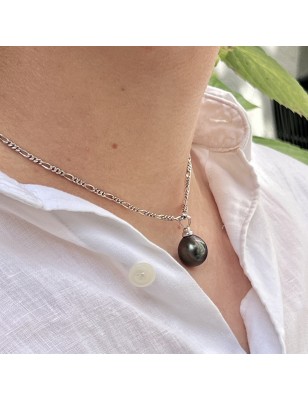 big black pearl gold men's pendant price - perla Tahiti