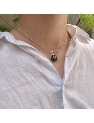 big black pearl gold men's pendant price - perla Tahiti