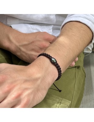 tahitian cultured pearl men's bracelet - mother of pearl oyster