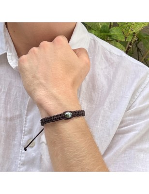 tahitian cultured pearl men's bracelet - mother of pearl oyster