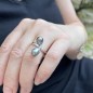 Vaai - Aubergine and Lagoon Blue Tahitian Pearl Ring