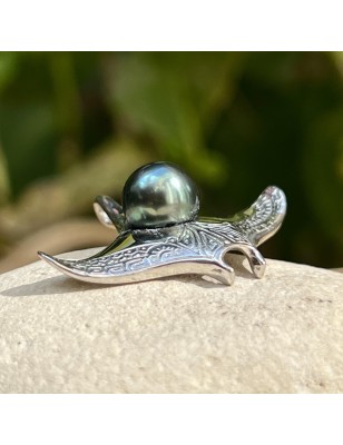 manta ray men pendant Tahitian cultured pearl price - perla Tahiti