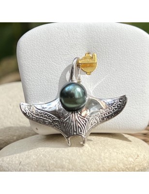 manta ray men pendant Tahitian cultured pearl price - perla Tahiti