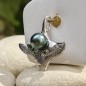 Tahitian Pearl Manta Ray Pendant - Ocean Green-blue Tahitian Pearl Manta Ray Pendant - Ocean Green-blue