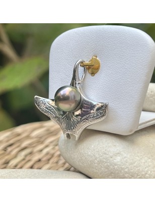raie manta en pendentif argent perle de culture de Tahiti paon prix bijou tahitien