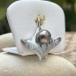 Ciondolo Manta Ray, Perla di Tahiti, Pavone - 8,86 mm