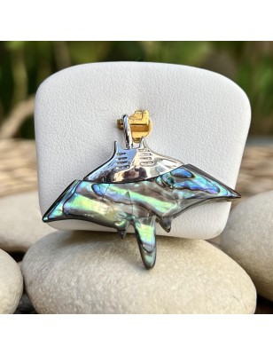 Fafapiti - Pendentif Raie Manta Nacre d'Abalone