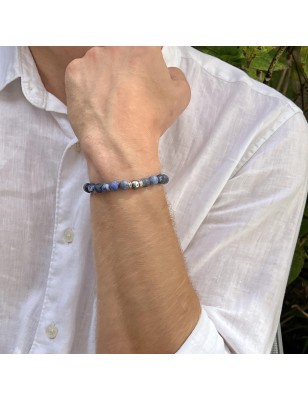 perle de Tahiti en bracelet homme avec des pierres bleues prix - bracelet sodalite et perle de Tahiti