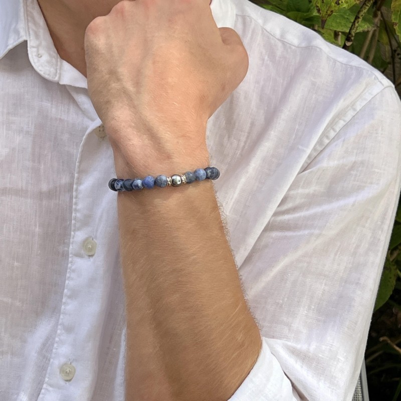 perle de Tahiti en bracelet homme avec des pierres bleues prix - bracelet sodalite et perle de Tahiti