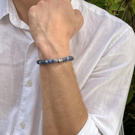 perle de Tahiti en bracelet homme avec des pierres bleues prix - bracelet sodalite et perle de Tahiti