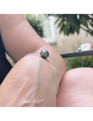 Gena - Tahitian Pearl Rhodium Silver Bracelet