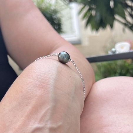 Gena - Tahitian Pearl Rhodium Silver Bracelet