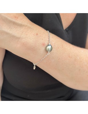 Gena – Armband aus limettengrünen Tahitiperlen